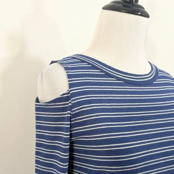LNA Cold Shoulder Top - Blue & Cream Striped - Size Medium Womens M - Picture 3 of 8